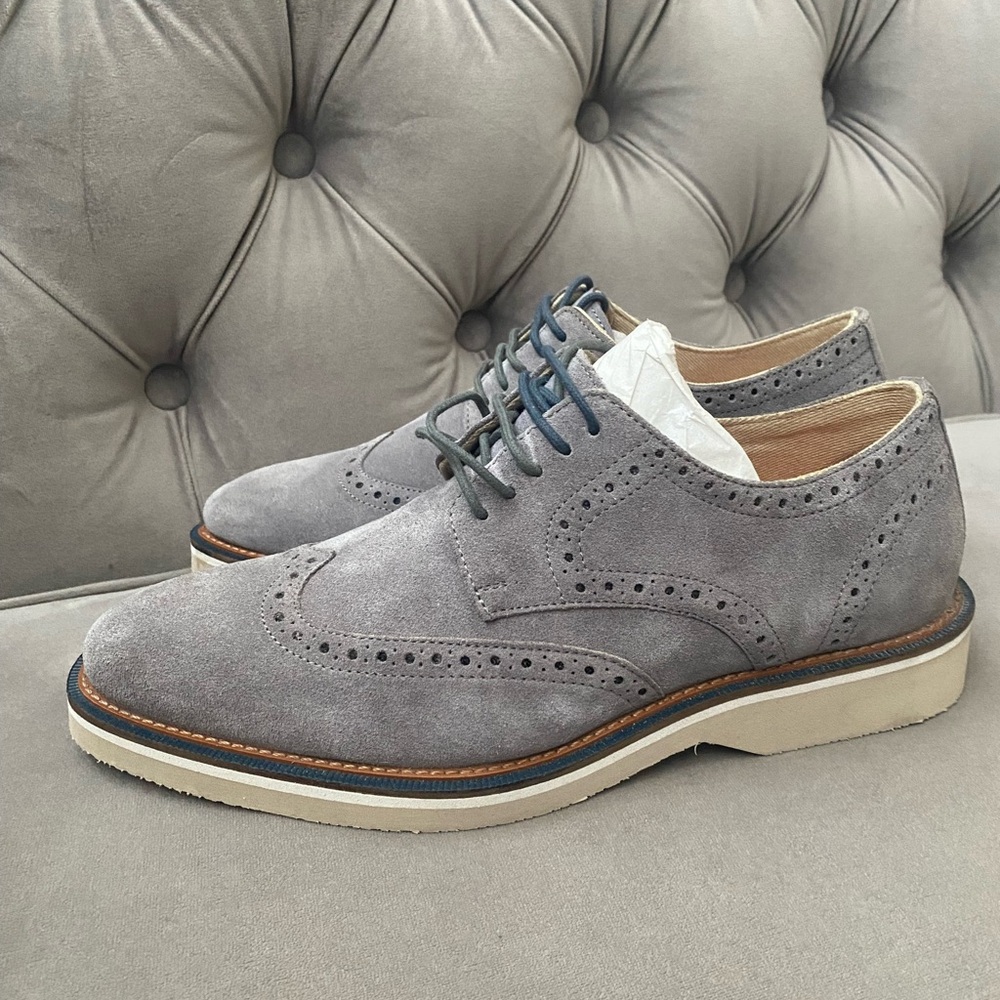 Thomas & Vine Mens Chadwick Wingtip Derby Shoes Gray Size 9.5 (new Whit out box)